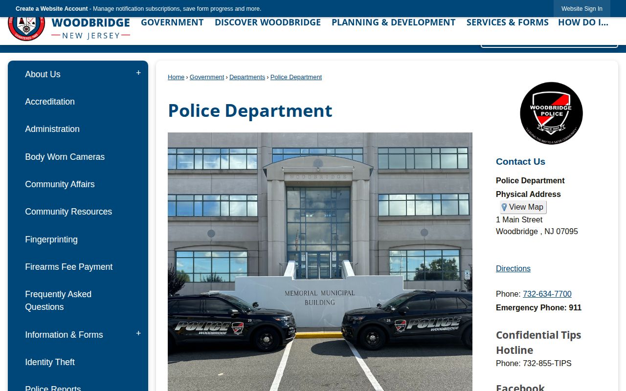 Middlesex County Woodbridge Police Department arrest-record source